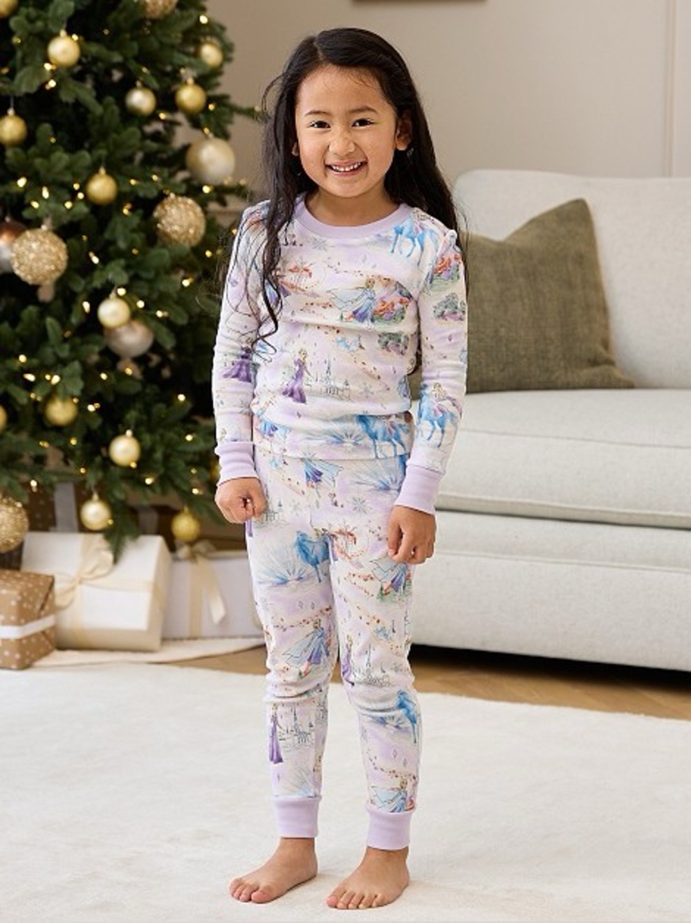 Pottery barn kids Frozen Disney Frozen Enchanted Organic Cotton Pajama Set 4T - Picture 4 of 5